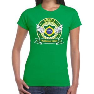 Groen Brazil drinking team t-shirt groen dames -  BraziliÃÂ« kleding