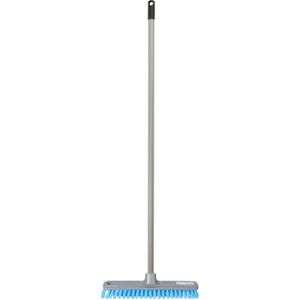 Brumag Luiwagen/schrobber Scrubmaster 28 cm - Steel 120 cm - kunststof  - grijs/blauw - harde schrobborstel - schoonmaakborstel