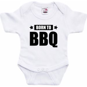 Born to BBQ tekst baby rompertje wit jongens en meisjes - Kraamcadeau barbecue liefhebber