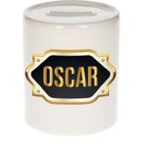 Oscar naam cadeau spaarpot met gouden embleem - kado verjaardag/ vaderdag/ pensioen/ geslaagd/ bedankt