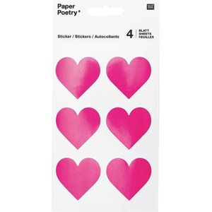 48x Fuchsia roze hartjes stickers - Valentijn stickertjes hartjes 48 stuks - Scrapbooking - Hobby/knutsel materiaal