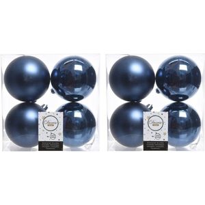 40x Donkerblauwe kunststof kerstballen 10 cm - Mat/glans - Onbreekbare plastic kerstballen - Kerstboomversiering donkerblauw