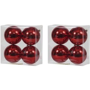 8x Rode kunststof kerstballen 12 cm - Glans - Onbreekbare plastic kerstballen - Kerstboomversiering Rood