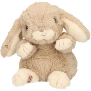 Bukowski pluche konijn knuffeldier - beige - zittend - 15 cm - Luxe kwaliteit knuffels