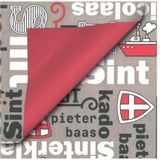 3x Rollen Sinterklaas kadopapier print taupe/rood  2,5 x 0,7 meter op rol 70 grams - Luxe papier kwaliteit cadeaupapier/inpakpapier - Sint en Piet