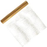 Home &amp; Styling Decoratie stof/tafelloper - goud - stippels - 30 x 500 cm - polyester - tafelkleden