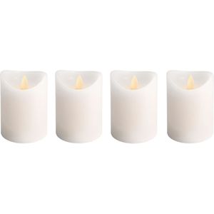 Set van 4x stuks led kaarsen/stompkaarsen ivoor wit met afstandsbediening - Elektrische kaarsen