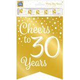 Paperdreams Luxe 30 jaar feestversiering set - Ballonnen &amp; vlaggenlijnen - wit/goud