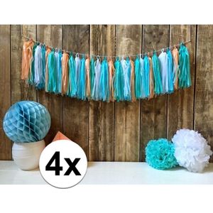 4x Kwast tassel slingers mint groen 5 meter