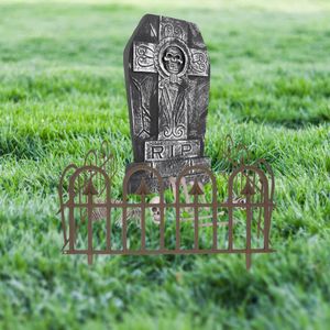 Complete horror tuin decoratie set kerkhof met grafsteen en hekjes - Halloween feest decoratie