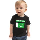 Pakistan baby shirt met vlag zwart jongens en meisjes - Kraamcadeau - Babykleding - Pakistan landen t-shirt
