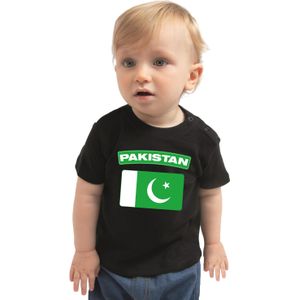 Pakistan baby shirt met vlag zwart jongens en meisjes - Kraamcadeau - Babykleding - Pakistan landen t-shirt