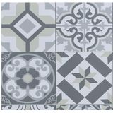 Set van 6x stuks rechthoekige placemats mozaiek grijs - vinyl - 45 x 30 cm - Onderleggers