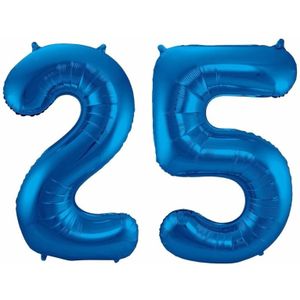 Cijfer 25 ballon blauw 86 cm
