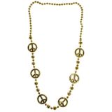 Toppers Lange gouden verkleed ketting peacetekens hippie/sixties/flower power