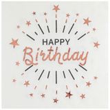 Verjaardag feest servetten happy birthday - 50x - rose goud - 33 x 33 cm