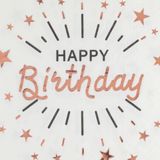 Verjaardag feest servetten happy birthday - 50x - rose goud - 33 x 33 cm
