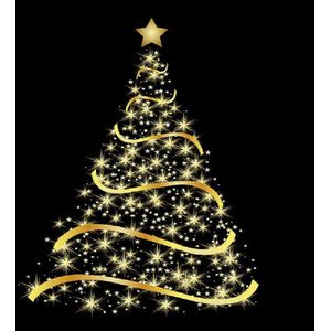 40x Zwarte kerst thema servetten met gouden kerstboom 33 x 33 cm - Papieren kerstservetten - Papieren wegwerpservetten 3-laags