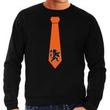 Zwarte fan sweater voor heren - oranje leeuw stropdas - Holland / Nederland supporter - EK/ WK trui / outfit