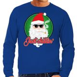 Foute Kersttrui / sweater - Just chillin - blauw voor heren - kerstkleding / kerst outfit