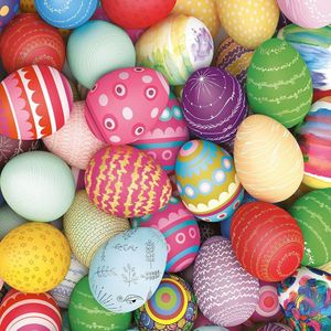 40x Servetten Pasen thema gekleurde eieren 33 x 33 cm - Paasontbijt tafeldecoratie servetjes