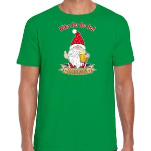 Bellatio Decorations fout kersttrui t-shirt heren - Bier kabouter/gnoom - groen - Doordrinken