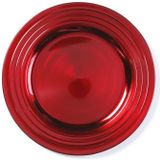 4x Diner/kerstdiner borden/onderborden rood 33 cm rond - Onderbord / kaarsenbord / onderzet bord