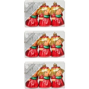 9x stuks kunststof kersthangers engeltjes rood 8 cm kerstornamenten - Kunststof ornamenten kerstversiering