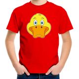 Cartoon eend t-shirt rood voor jongens en meisjes - Kinderkleding / dieren t-shirts kinderen