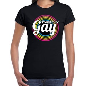 Regenboog cirkel proud to be gay t-shirt - zwart - dames -  LHBT - Gay pride shirt / kleding / outfit