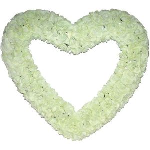 Groot bloemen hart 70 cm - wit - Bruiloft / huwelijk versiering deco