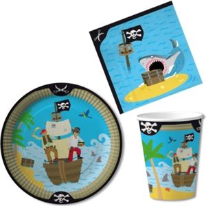 Piraten kinderfeestje thema verjaardag set voor 8x kinderen - Feestartikelen en tafel versieringen