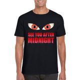 Halloween vampier  t-shirt zwart heren met enge ogen - See you after midnight