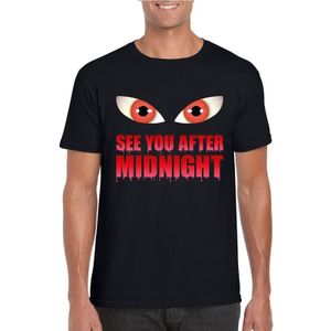 Halloween vampier  t-shirt zwart heren met enge ogen - See you after midnight