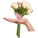 2x Luxe boeket kunstbloemen roze rozen 20 cm - Bruidsboeketten