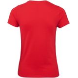 Set van 2x stuks rood basic t-shirts met ronde hals voor dames - katoen - 145 grams - rode shirts / kleding, maat: XS (34)