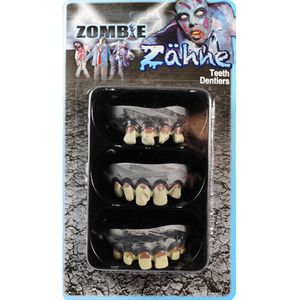 3x stuks zombie nap/namaak tandjes/tanden/gebitjes voor verkleedkleding met carnaval
