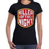 Halloween killer of the night verkleed t-shirt zwart voor dames - horror shirt / kleding / kostuum