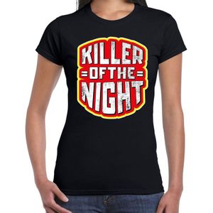 Halloween killer of the night verkleed t-shirt zwart voor dames - horror shirt / kleding / kostuum