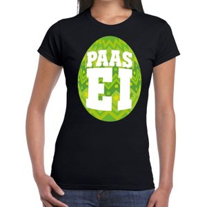 Zwart Paas t-shirt met groen paasei - Pasen shirt voor dames - Pasen kleding