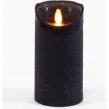 3x Zwarte LED kaarsen / stompkaarsen 15 cm - Luxe kaarsen op batterijen met bewegende vlam