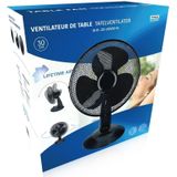 Voordelige tafel ventilator zwart 30 cm met zwenkfunctie - Zwarte bureau/kantoor ventilatoren