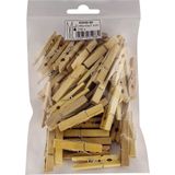 200x stuks naturel kleur hobby knutselen kleine mini knijpers/knijpertjes 4.5 cm - Kaartjes ophangen