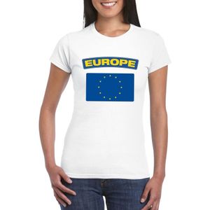 Europa t-shirt met Europese vlag wit dames