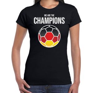 Duitsland EK/ WK supporter t-shirt - we are the champions met Duitse voetbal - zwart - dames - kleding / shirt