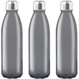 6x Stuks glazen waterfles/drinkfles zwart transparant met Rvs dop 500 ml - Sportfles - Bidon