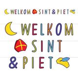 Set van 6x stuks welkom Sint en Piet letterslinger karton 300 cm - Sint Nicolaas/Sinterklaas feest slingers thema decoratie