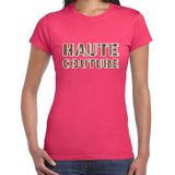 Haute couture slangen print tekst t-shirt roze dames - dames shirt Haute couture slangen print