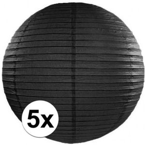 5x zwarte lampionnen 35 cm