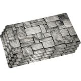10x Rechthoekige placemats grijze stenen print 28 x 43 cm - Placemats/onderleggers - Keukenbenodigdheden - Tafeldecoratie